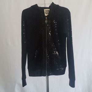 Miss Me Zip Up Sequin Jacket - Black